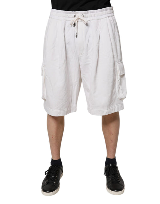 White Cotton Cargo Bermuda Sweatshorts Shorts