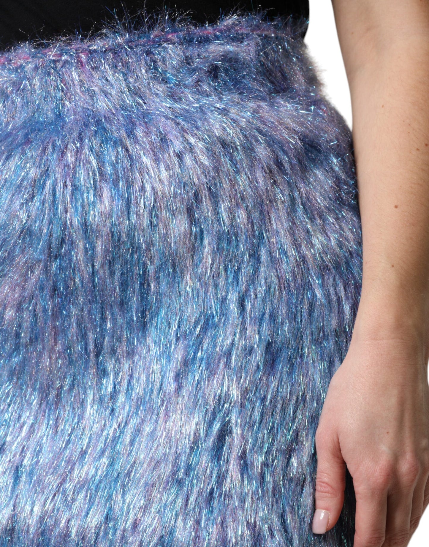 Multicolor Plush Fabric High Waist Mini Skirt