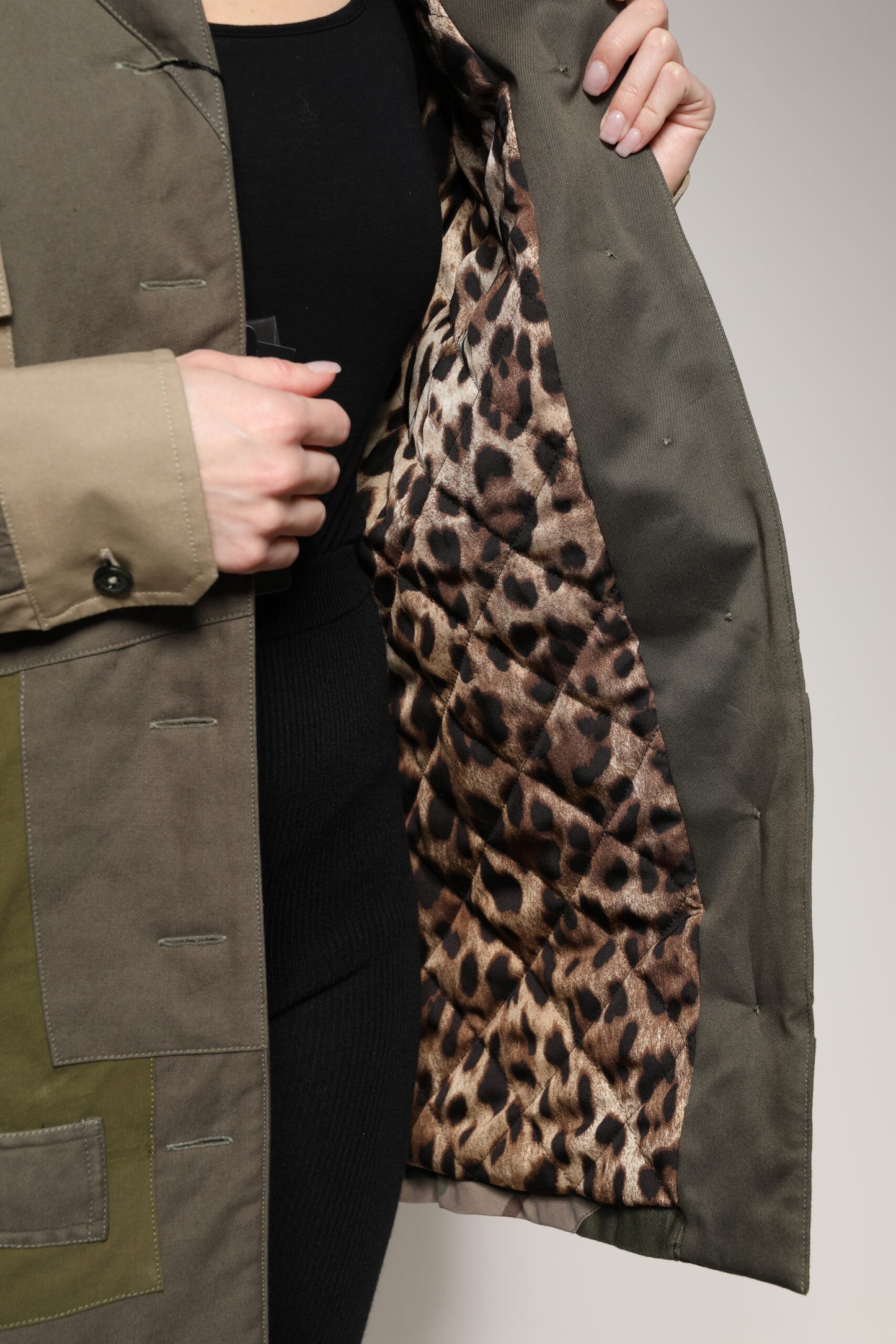 Military Green Cotton Button Down Jacket