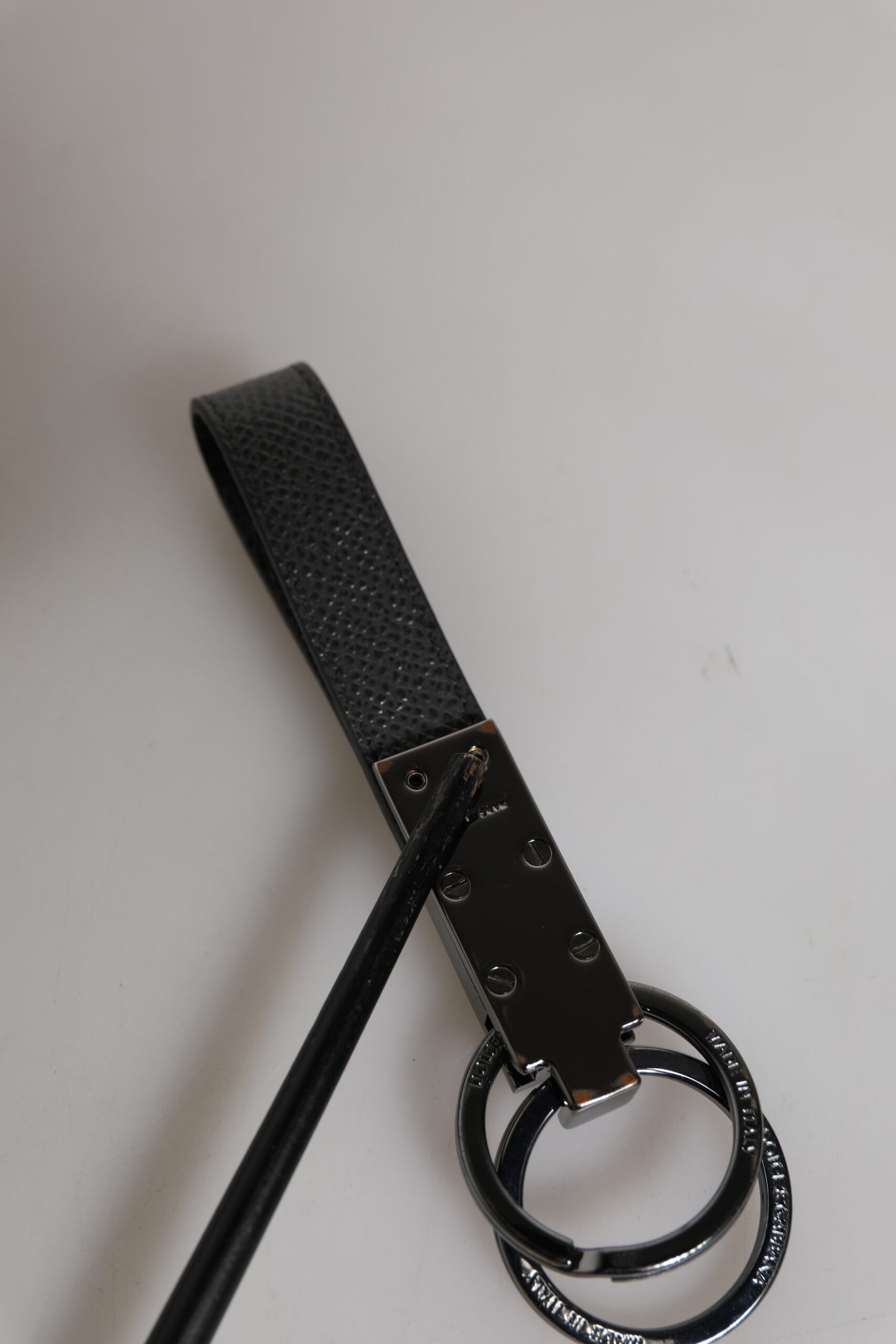 Brown Leather DG Plaque Double Keyring Holder Keychain