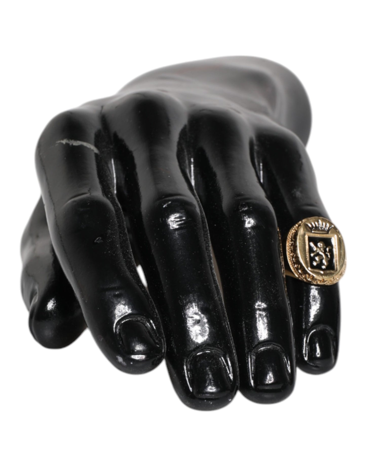 Gold Tone Engraved Logo Two Color Jewelry Ring