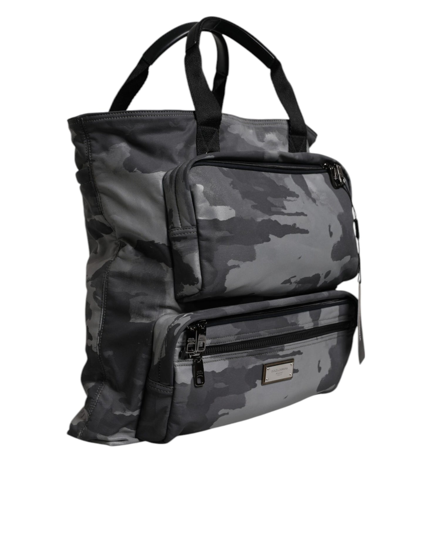 Black Camouflage Shoulder Strap Logo Plaque Bag