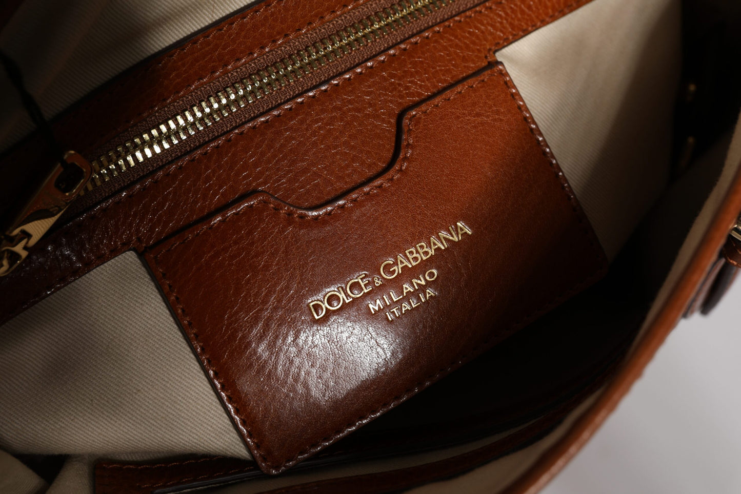 Brown Leopard Leather Shoulder Strap Tote Bag