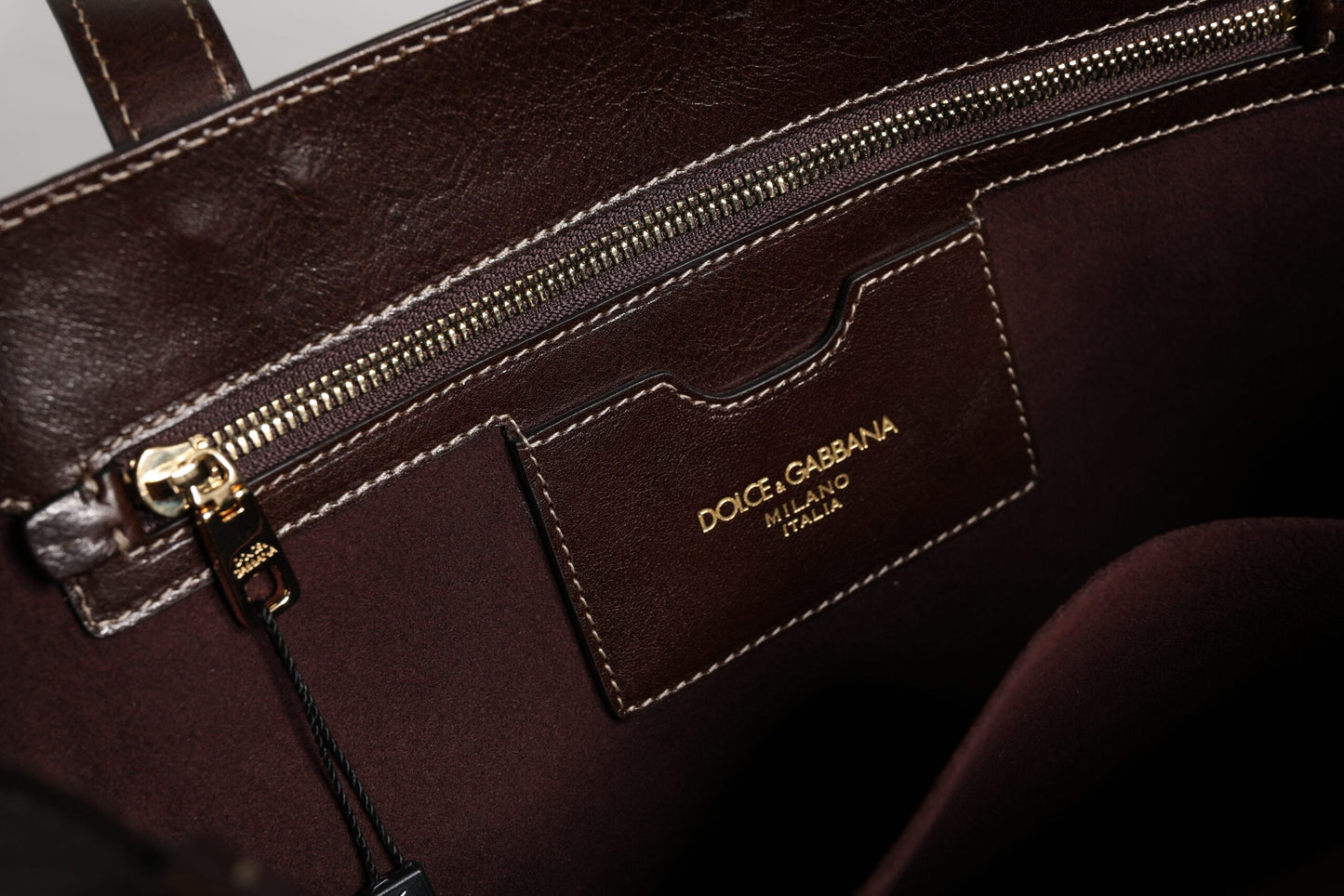 Brown Leopard Leather Shoulder Strap Tote Bag