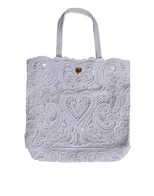 White Cordonetto Lace Beatrice Tote Shopping Bag