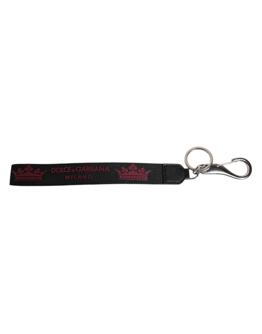 Black Nylon Logo DG Crown Men's Holder Keychain Keyring