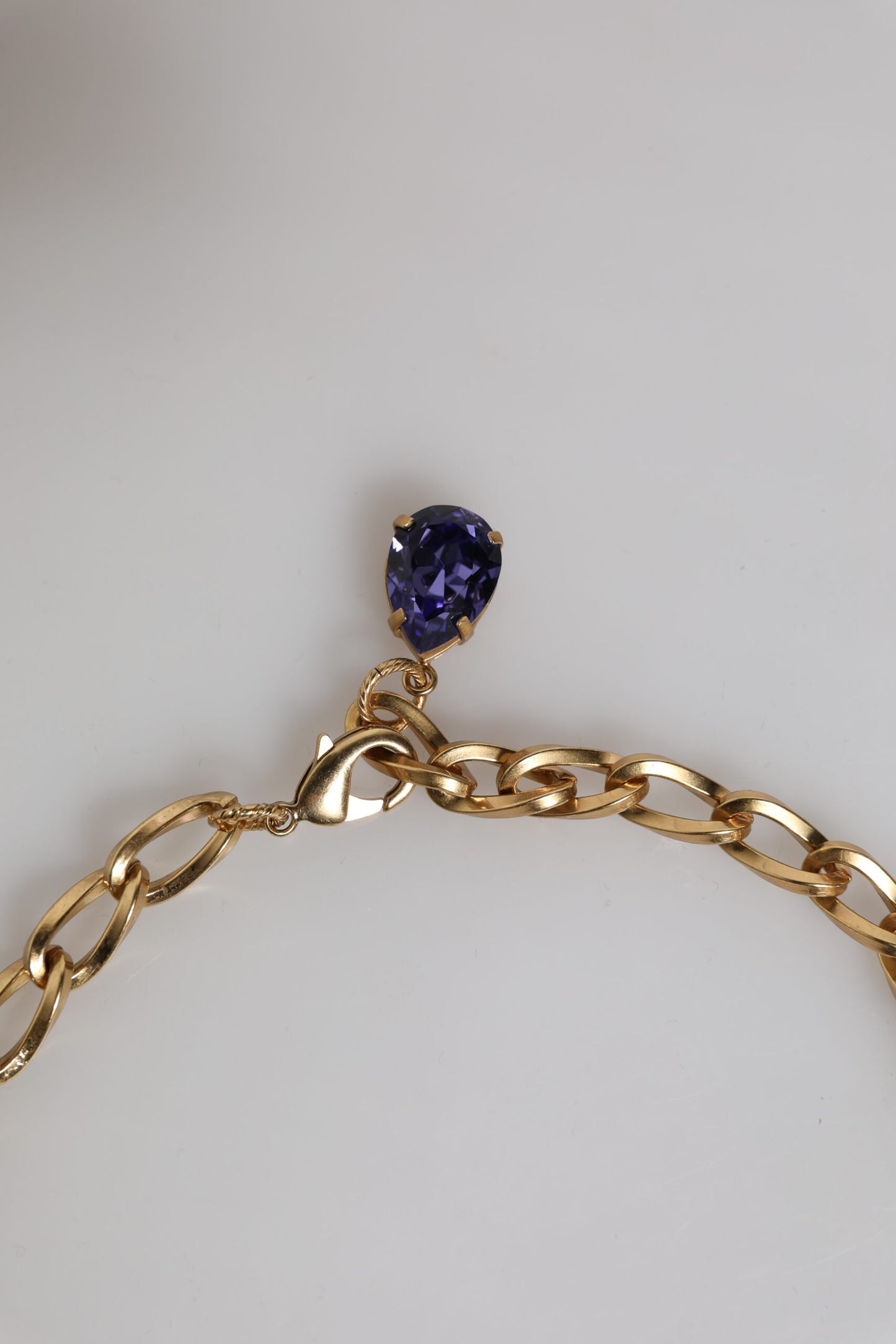 Gold Brass Floral Crystals Pearl Embellished Necklace