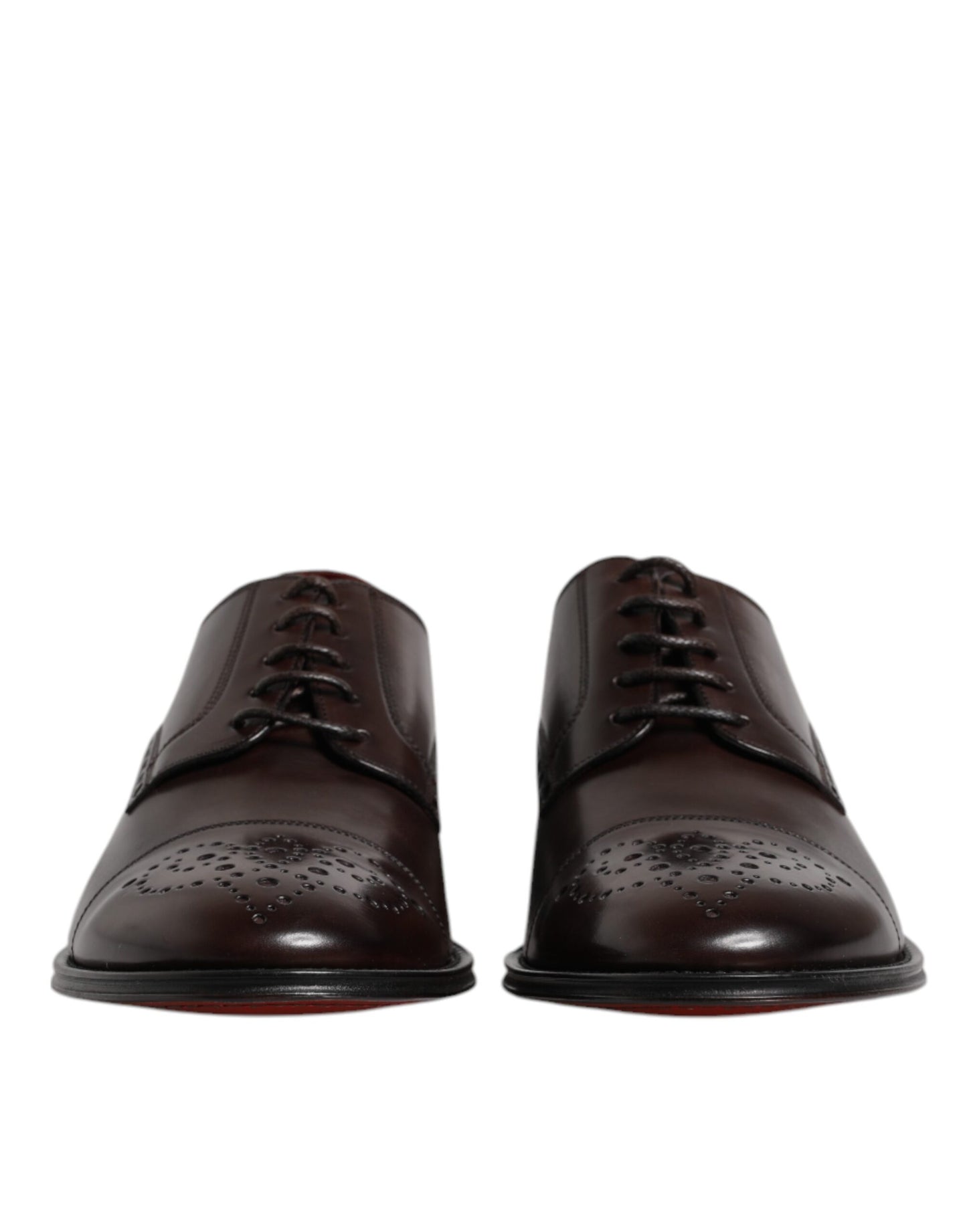 Maroon Calfskin Leather Derby Men Dress Shoes