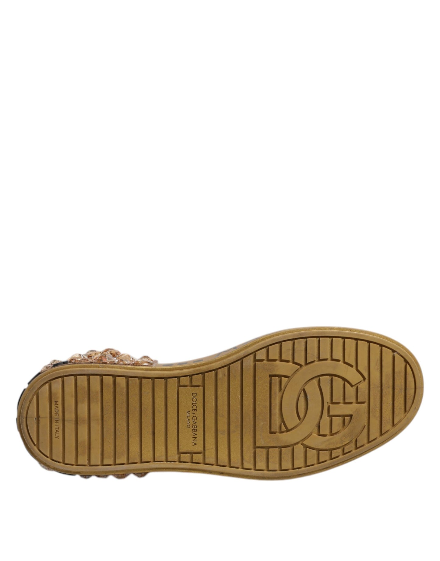 White Gold Crystal Logo Portofino Sneakers Shoes