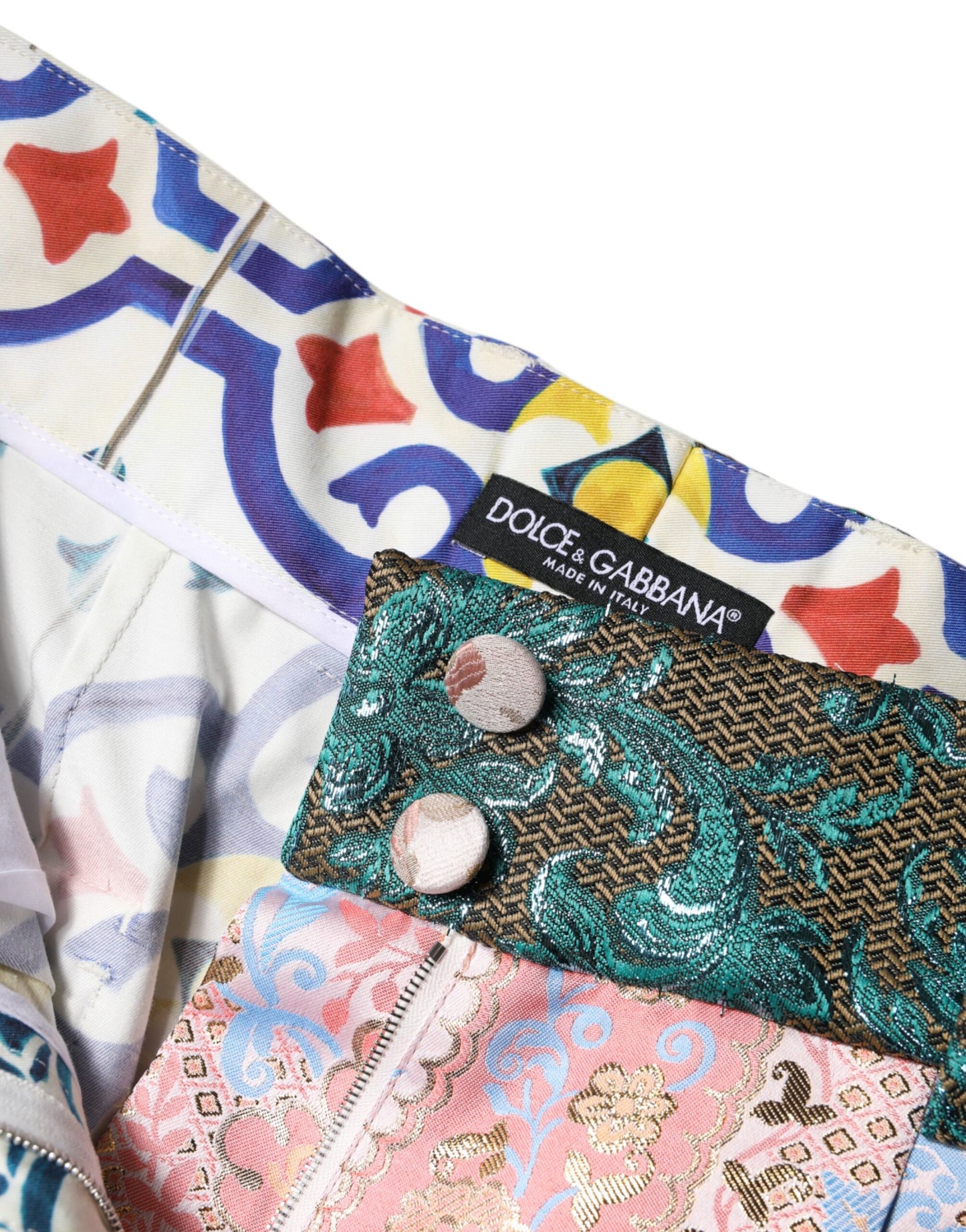 Multicolor Cotton Patchwork Hot Pants Shorts