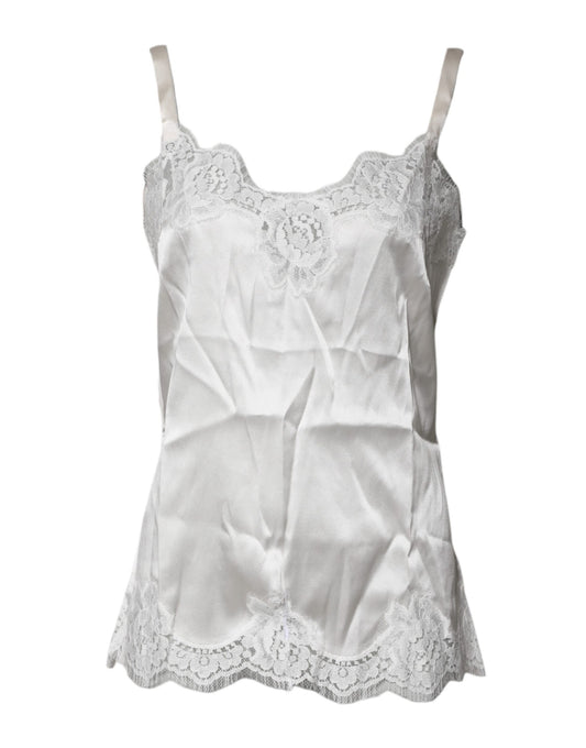 Top White Satin Lace Tank Lingerie Underwear