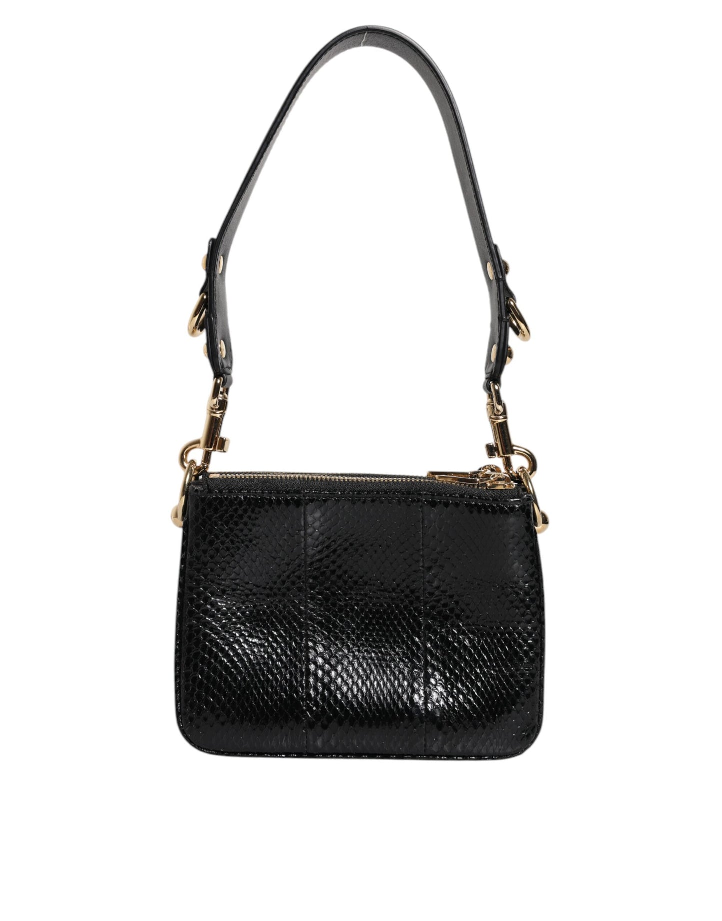 Black Exotic Leather Shoulder Sling Clutch Bag
