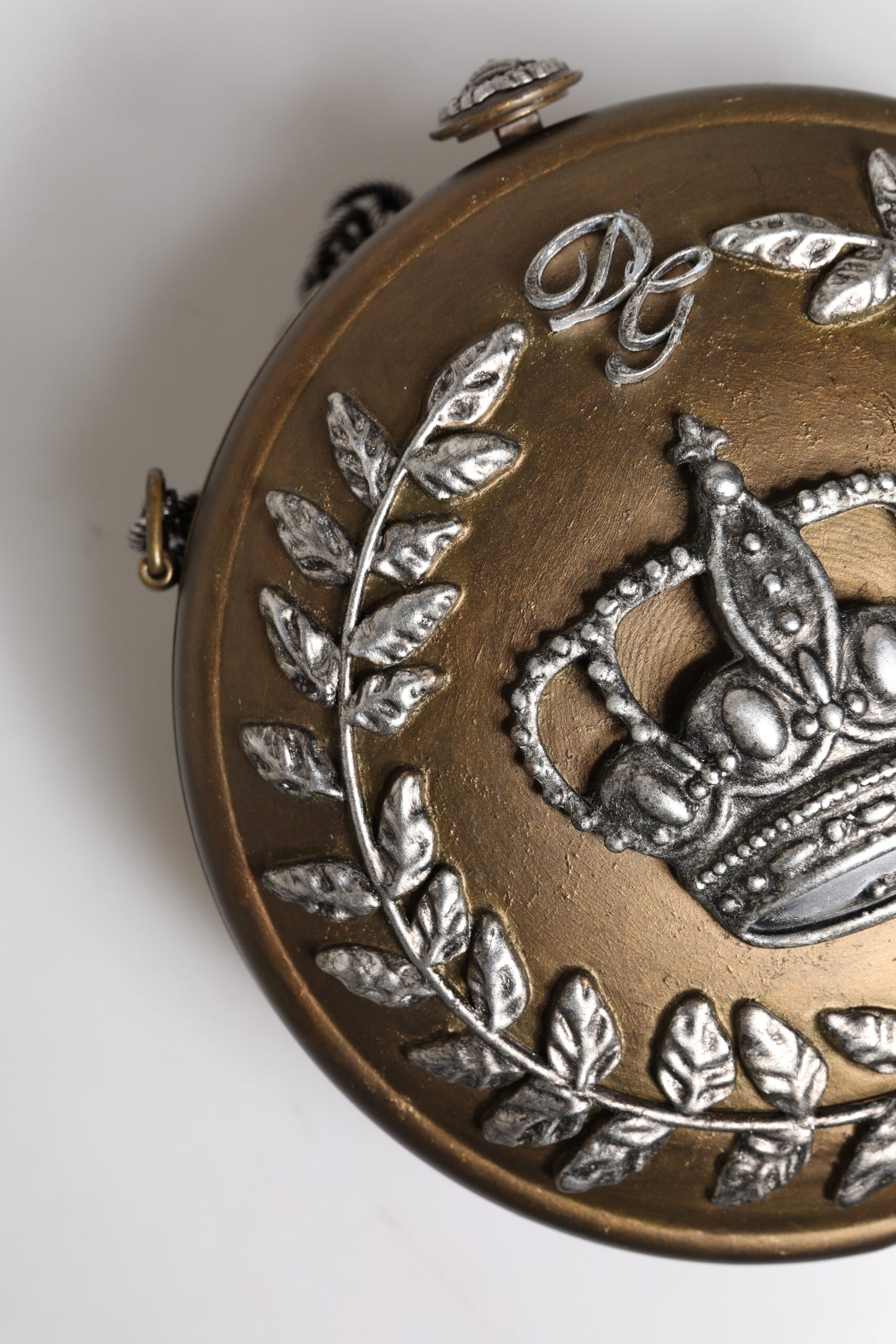 Gold Brass Metal DG Crown Clutch Crossbody Bag