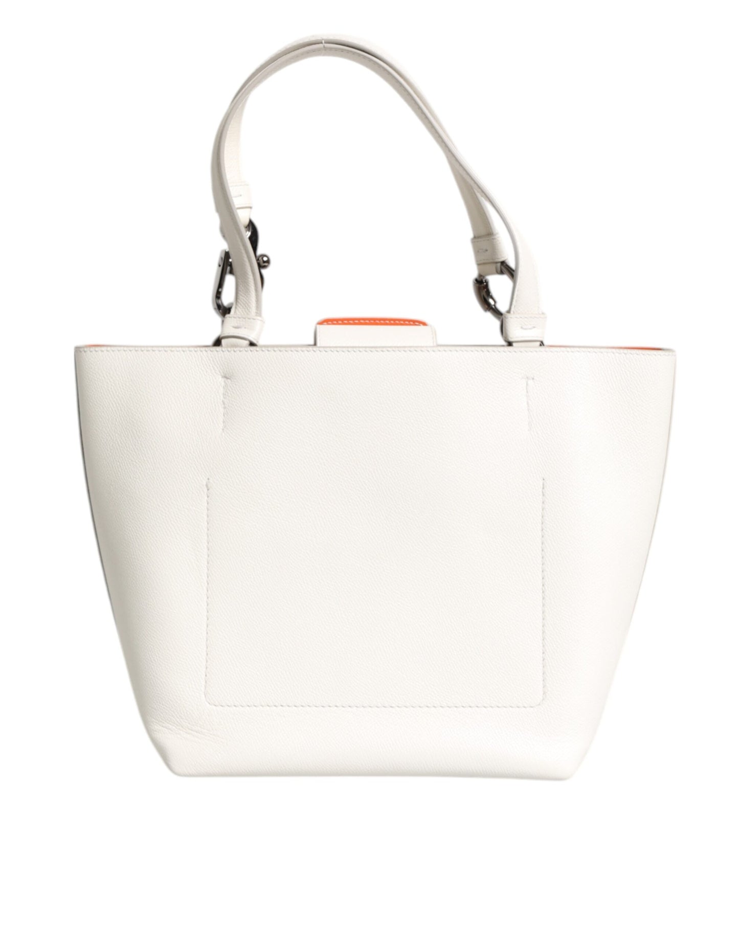 White Leather #DG BEATRICE Top Handle Tote Bag