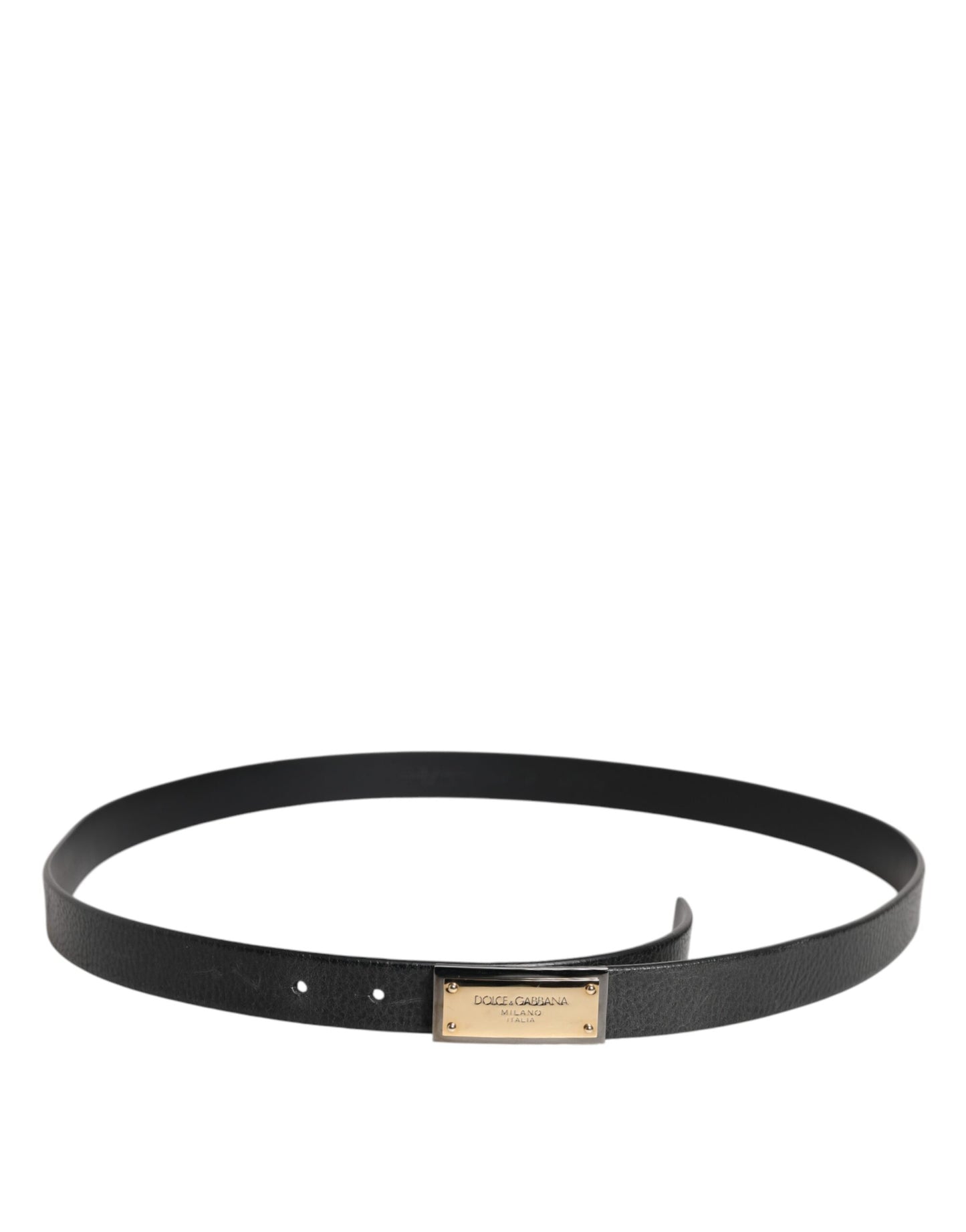 Black Leather Gold Metal Buckle Classic Belt