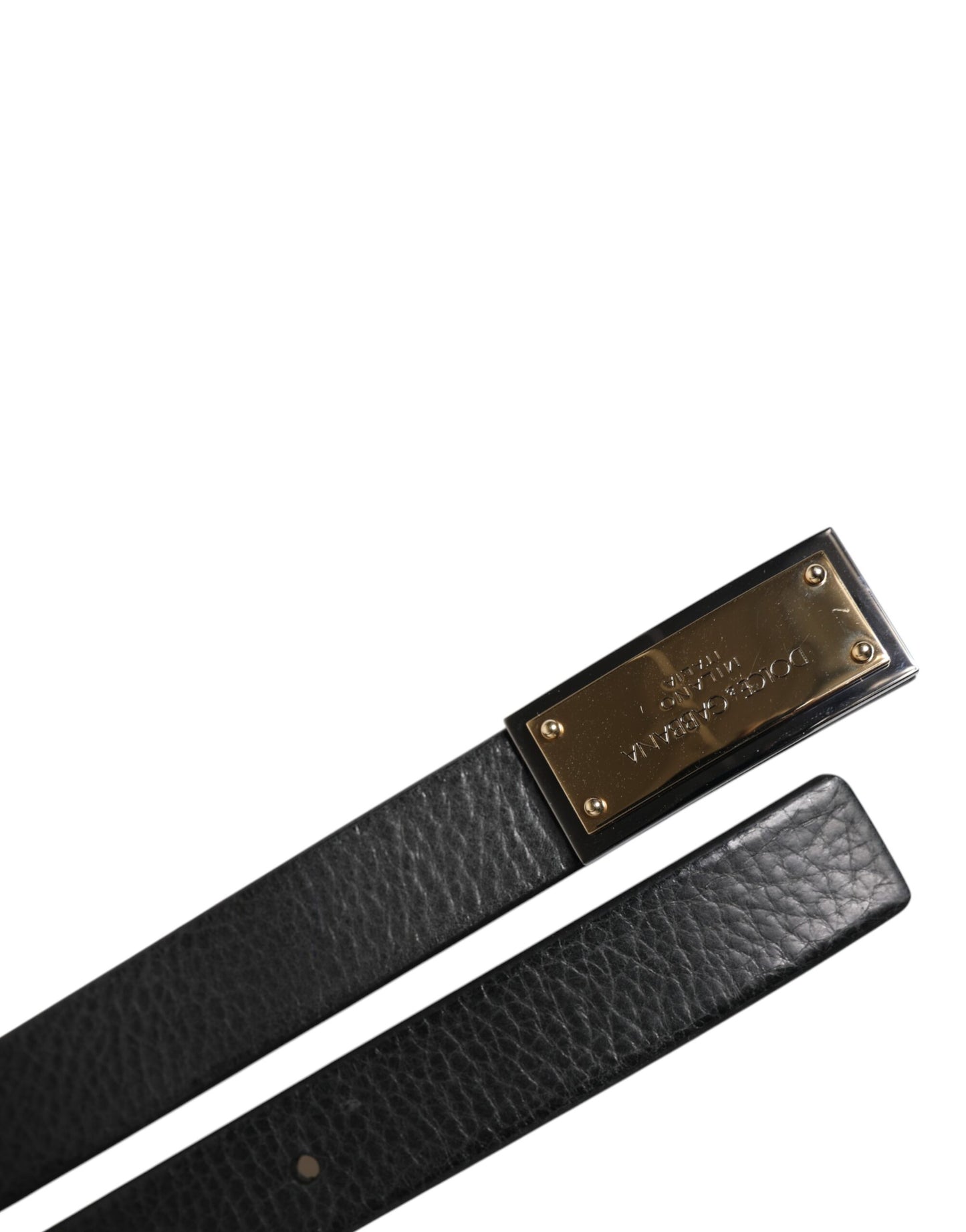 Black Leather Gold Metal Buckle Classic Belt
