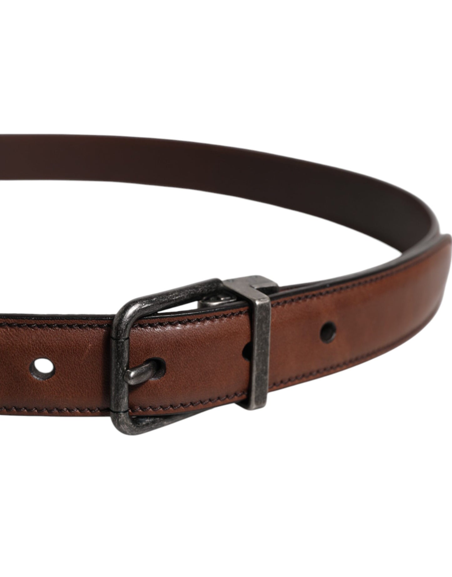 Brown Leather Metal Buckle Classic Belt