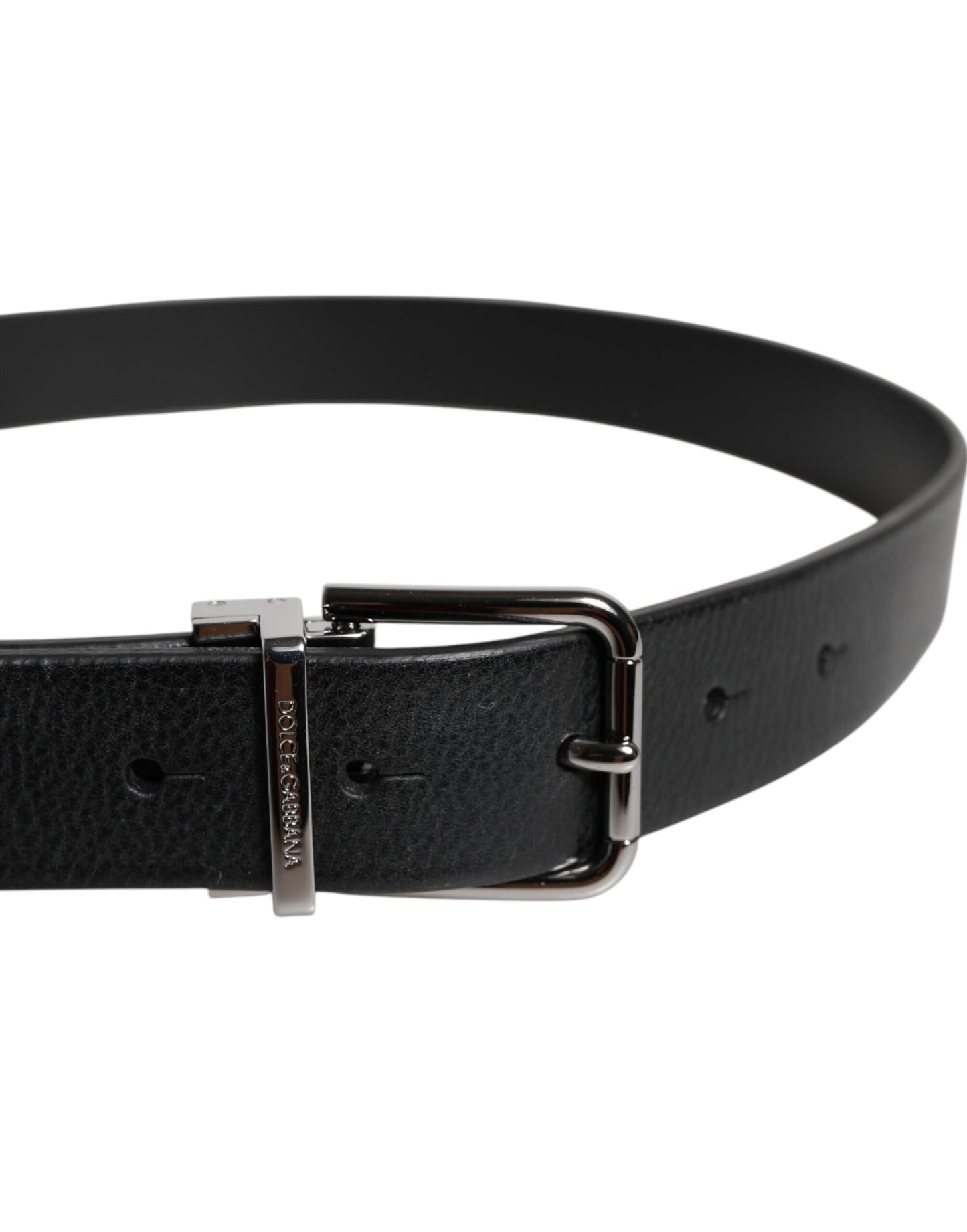 Black Leather Classic Metal Waist Buckle Belt
