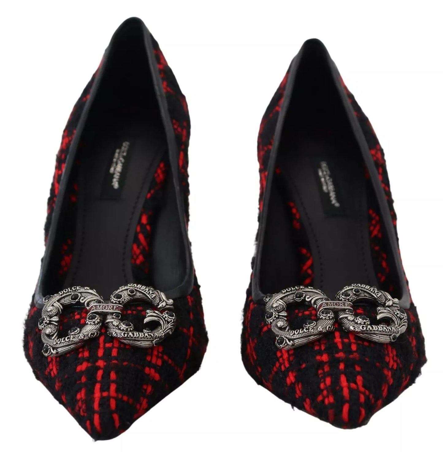 Red Black Tweed DG Amore Heels Pumps Shoes