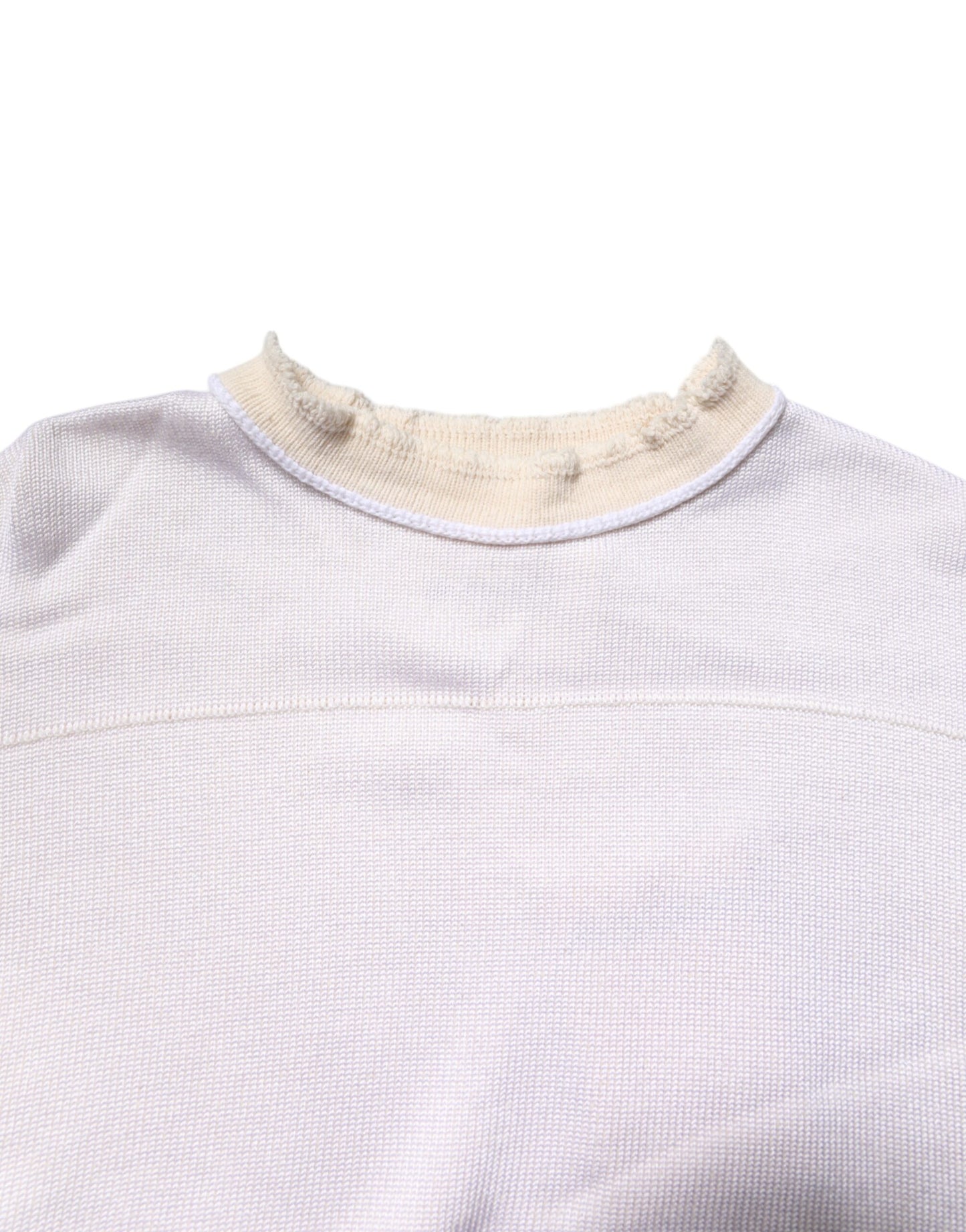 White Viscose Crew Neck Long Sleeves Pullover Sweater