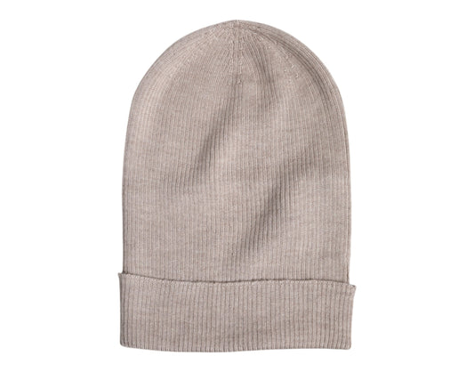 Beige Cashmere Knitted Winter Beanie Hat