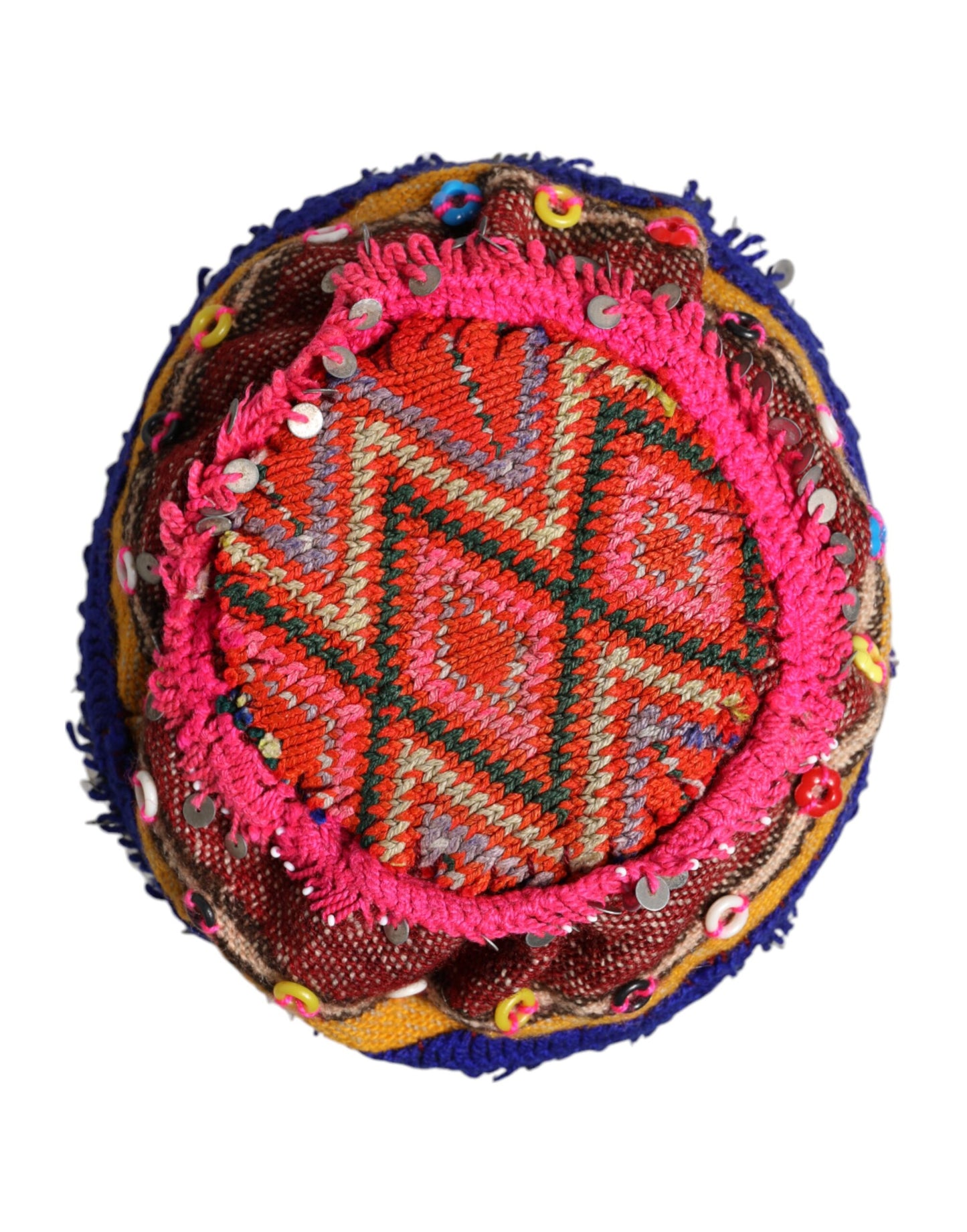Multicolor Floral Sequin Knitted Embellished Hat