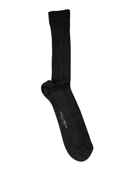 Black Cotton DG Logo Mid Calf Men Socks