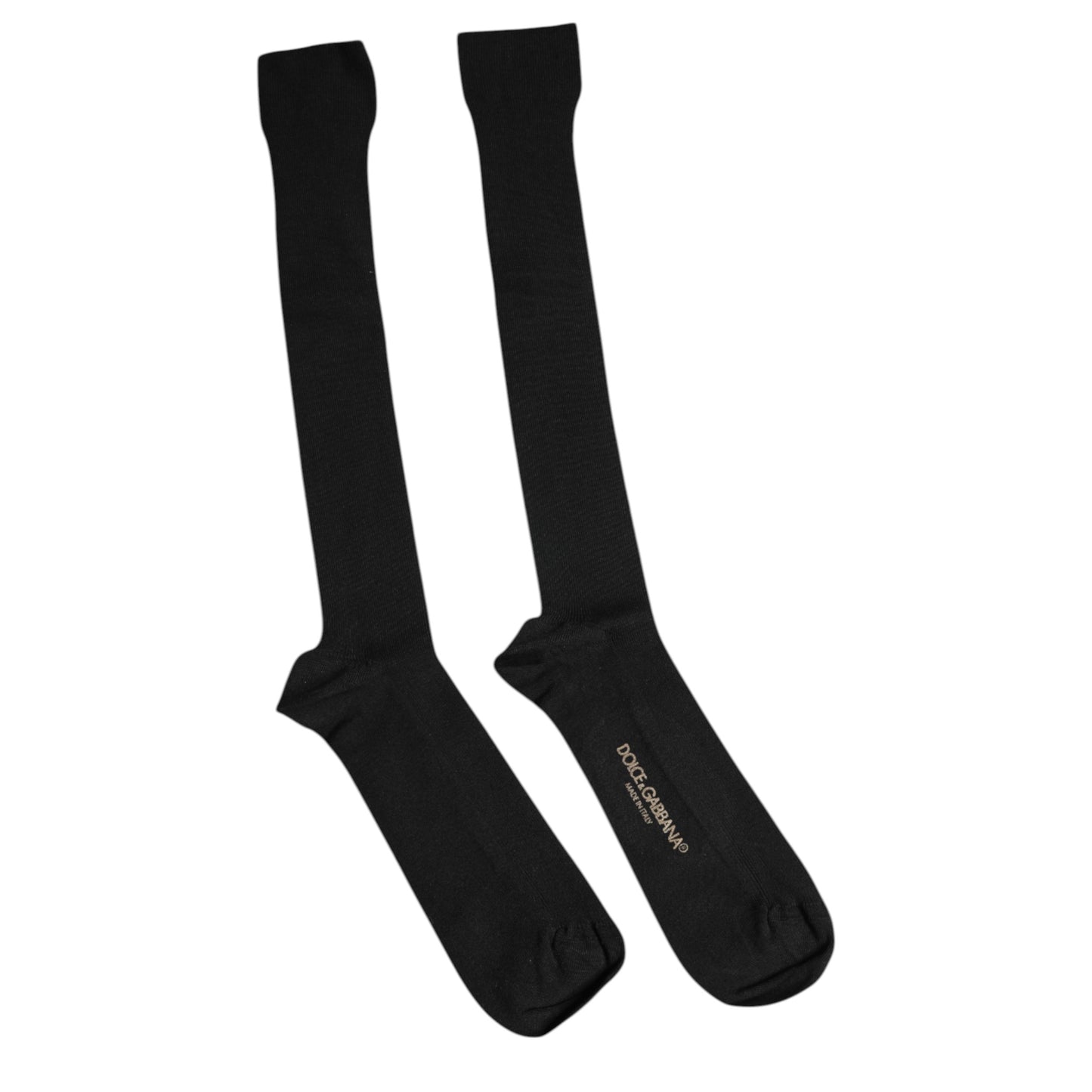 Black Viscose Logo Over The Calf Socks