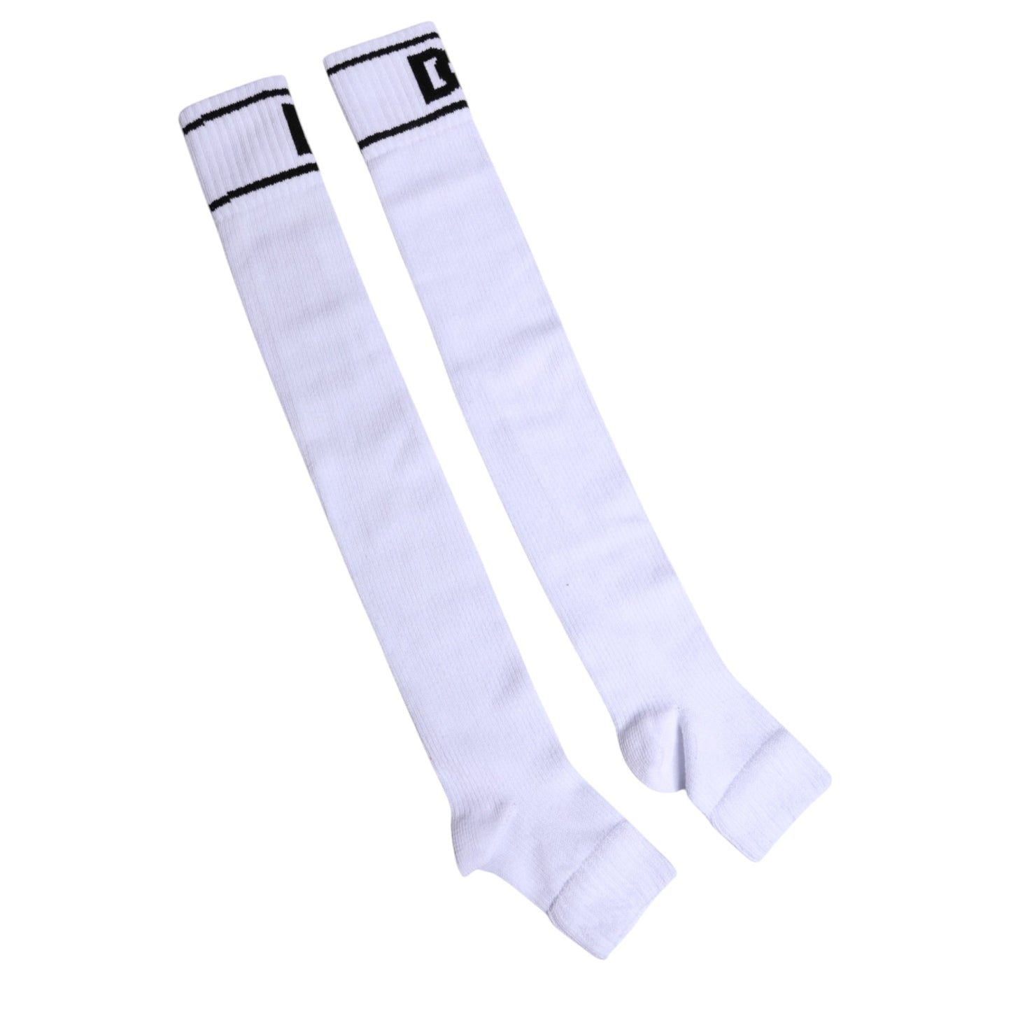 White Cotton DG Logo Print Open Toe Socks