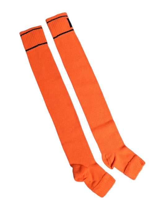 Orange Cotton DG Logo Print Open Toe Socks