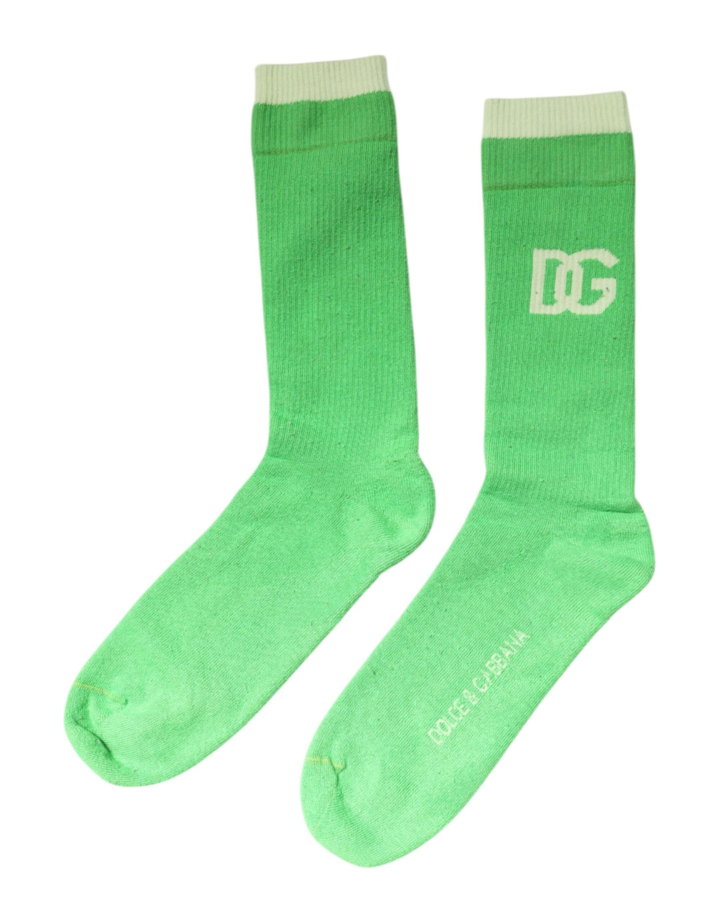 Green DG Logo Mid Calf Men Nylon Socks