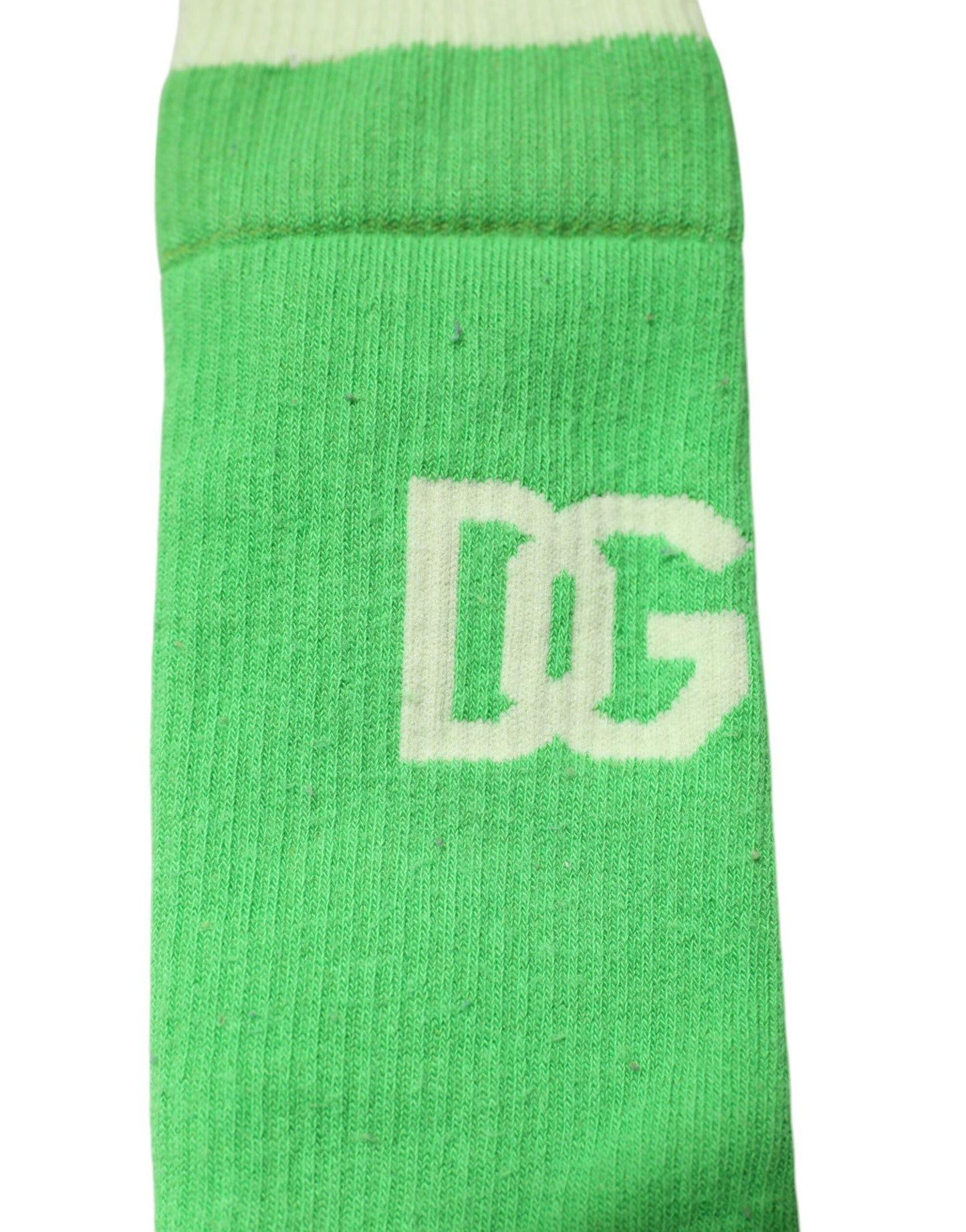 Green DG Logo Mid Calf Men Nylon Socks