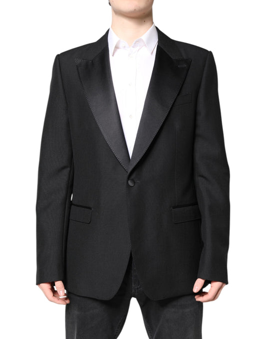 Black Wool Single Breasted Coat Blazer