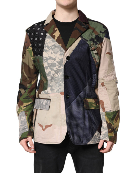 Multicolor Camouflage Patchwork Coat Blazer