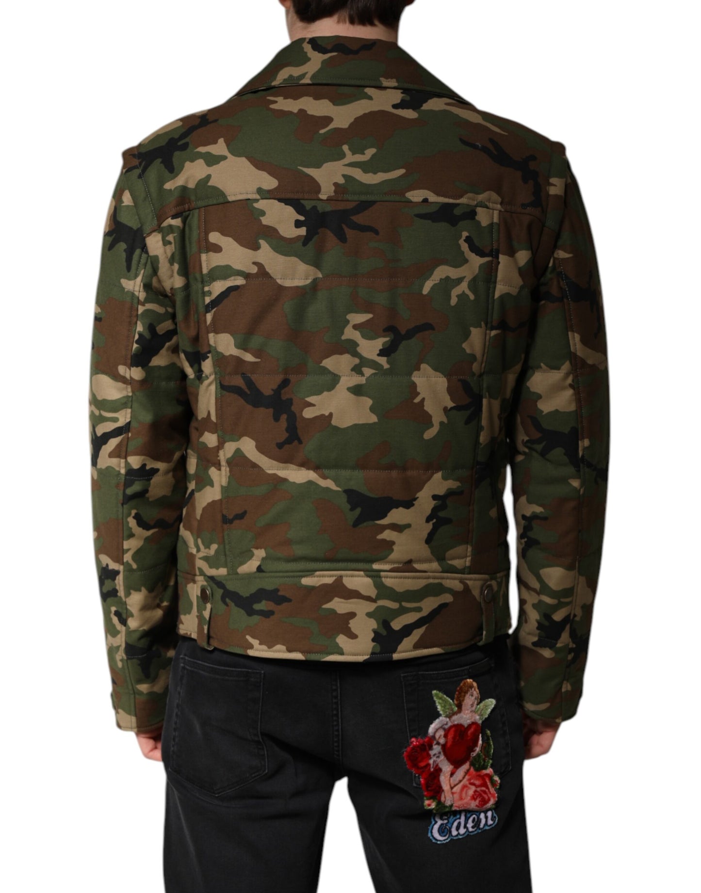 Multicolor Camouflage Nylon Biker Jacket