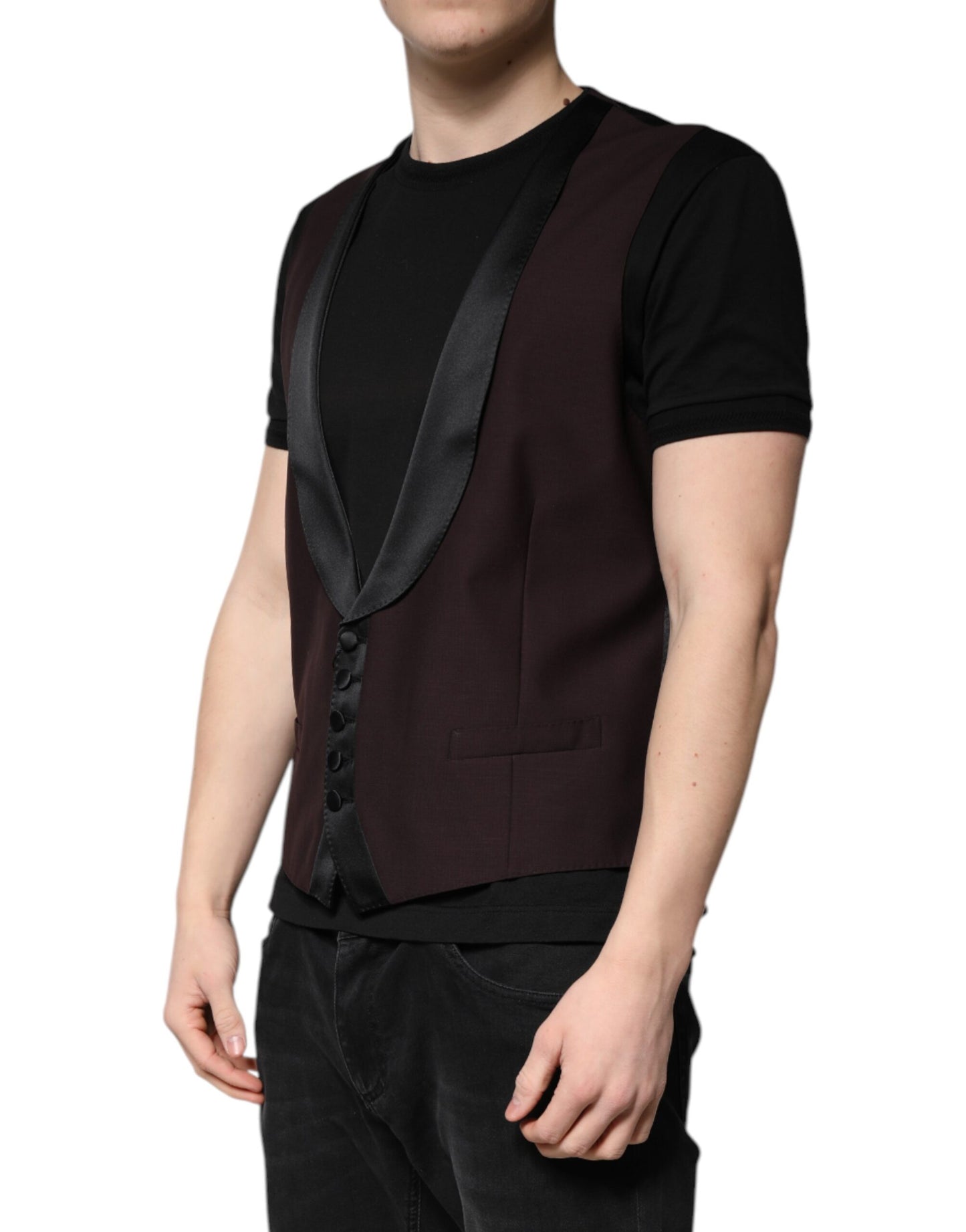 Maroon Wool Waistcoat Dress Formal Vest