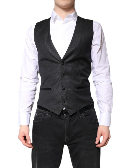 Black Wool Waistcoat Dress Formal Vest