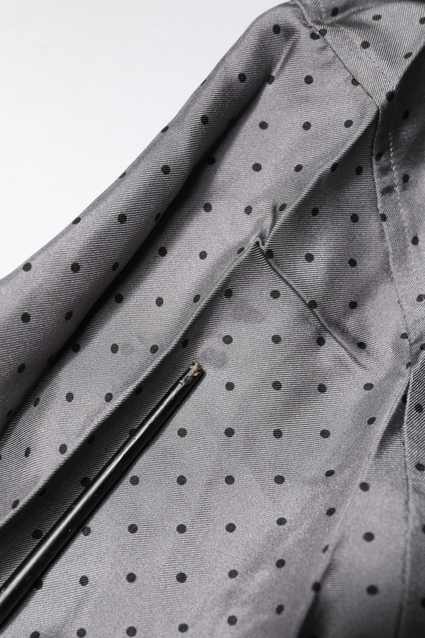 Gray Polka Dot Silk Long Sleeve Shirt