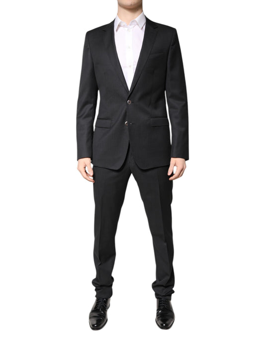 Dark Gray Wool Single Breasted 2 Piece Suit