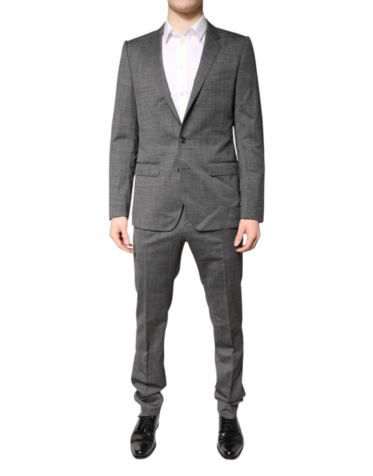 Gray Wool Single Breasted 2 Piece Suit