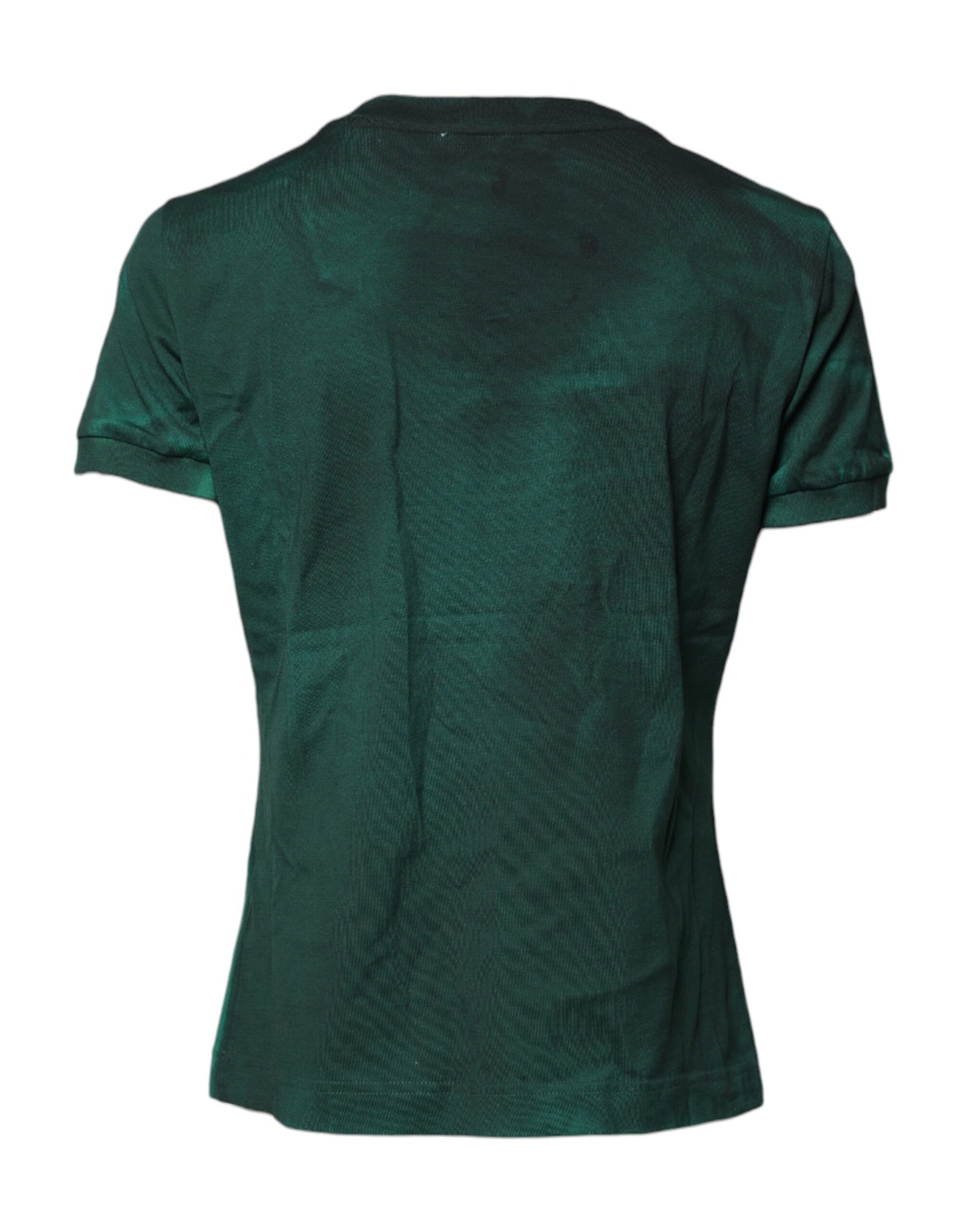 Green Cotton Round Neck Short Sleeves T-shirt