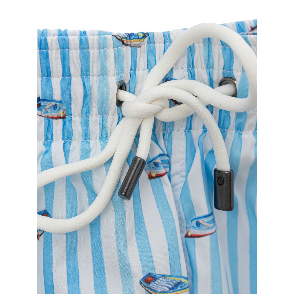 Blue Polyester Swim Shorts