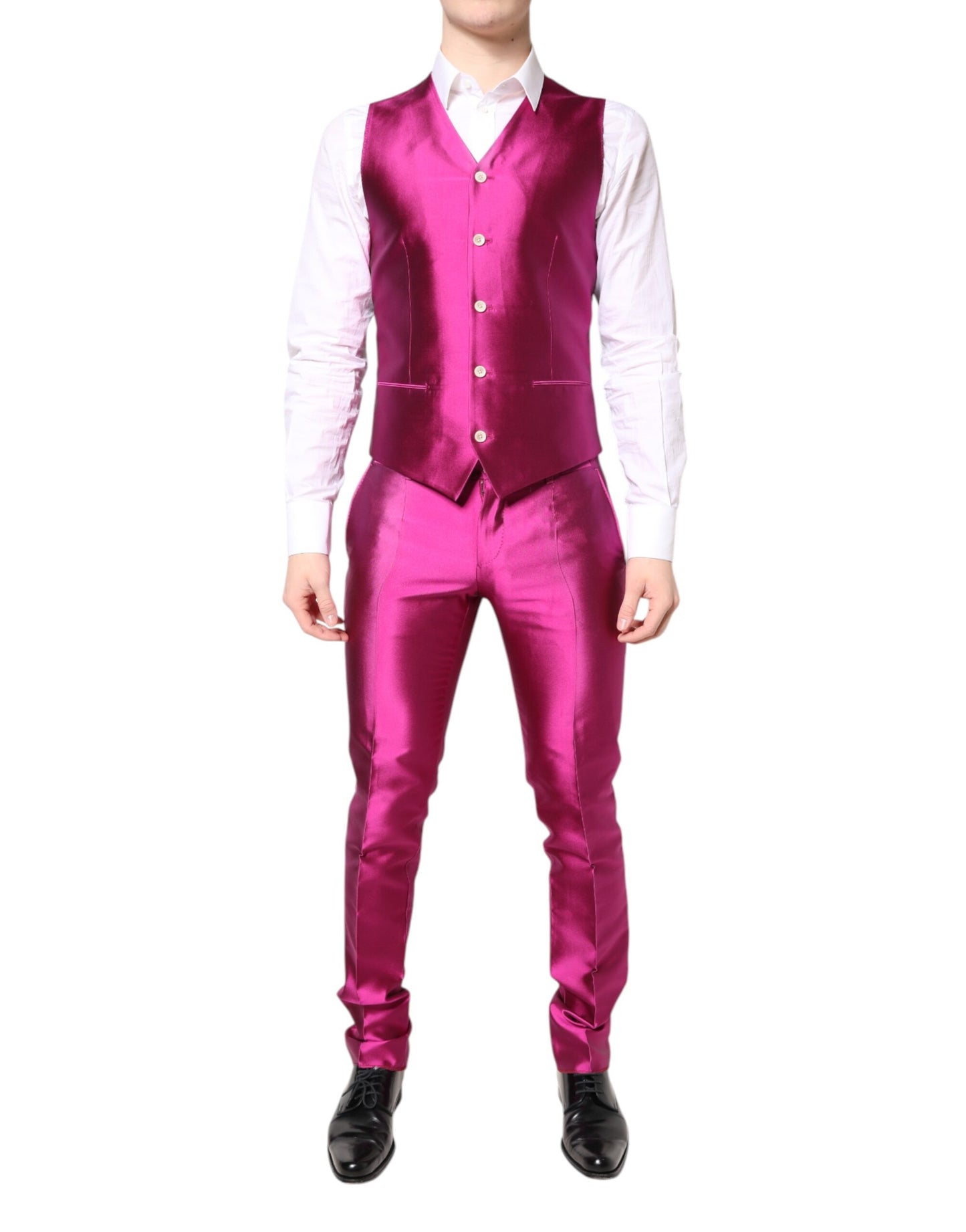 Pink SICILIA Double Breasted 3 Piece Suit