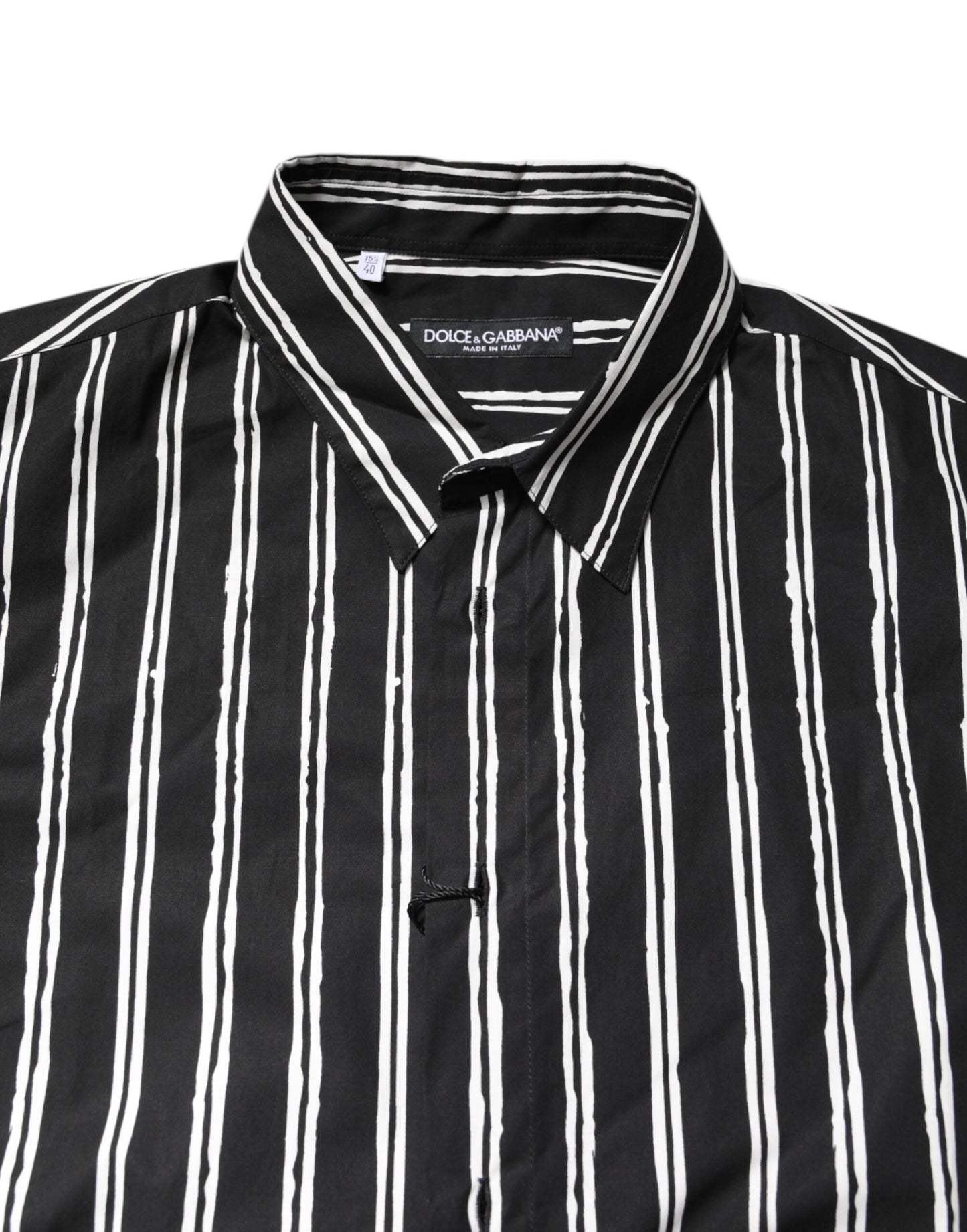 Black White Striped Cotton Dress Shirt