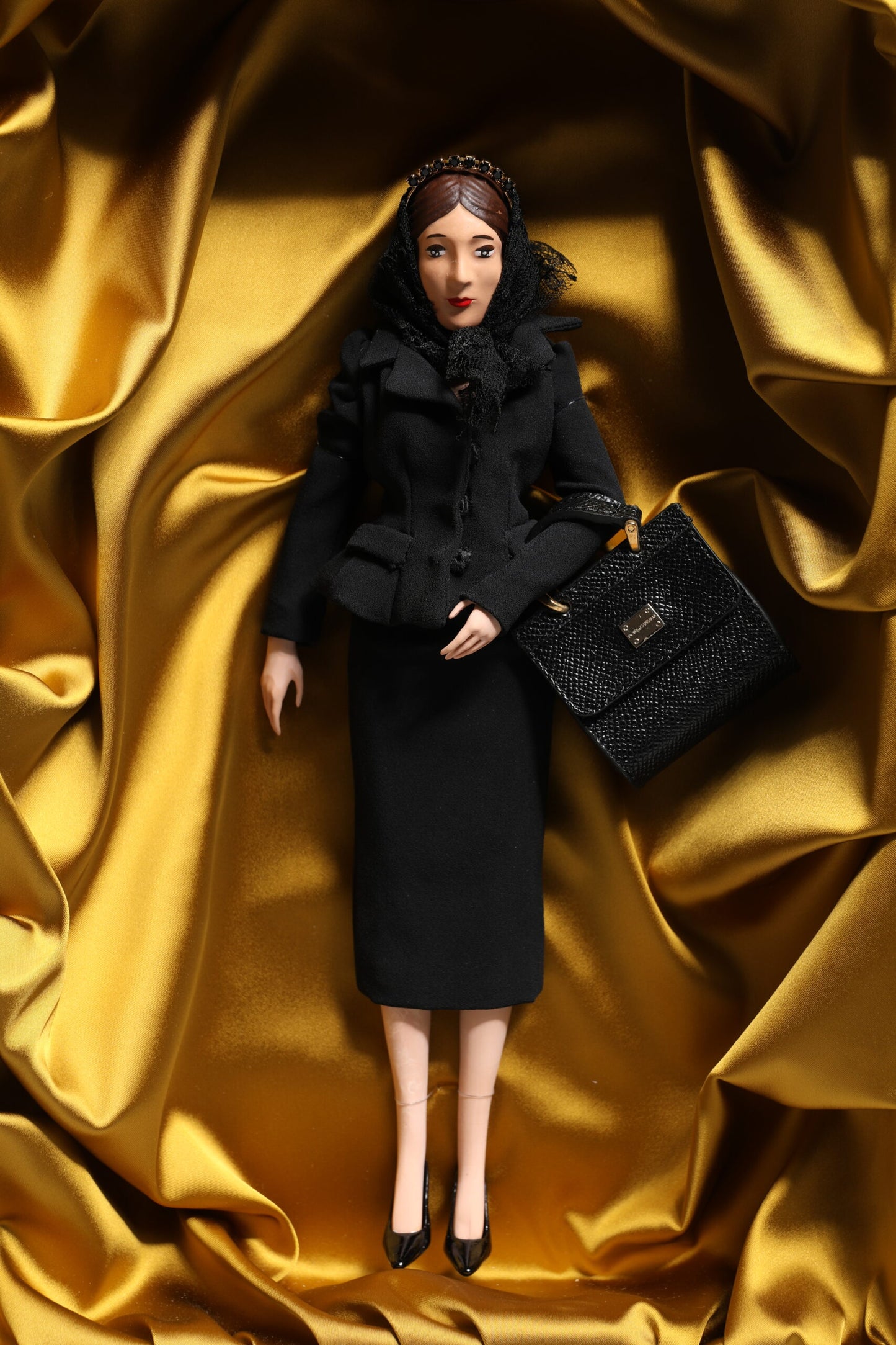 Black Dress Ceramic Porcelain Fashion Leather Sicily Dolls