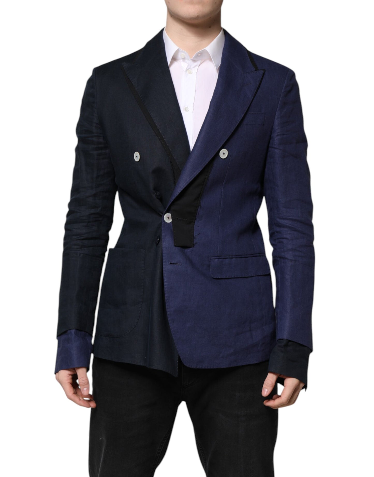 Navy Blue Double Breasted Suit Coat Blazer