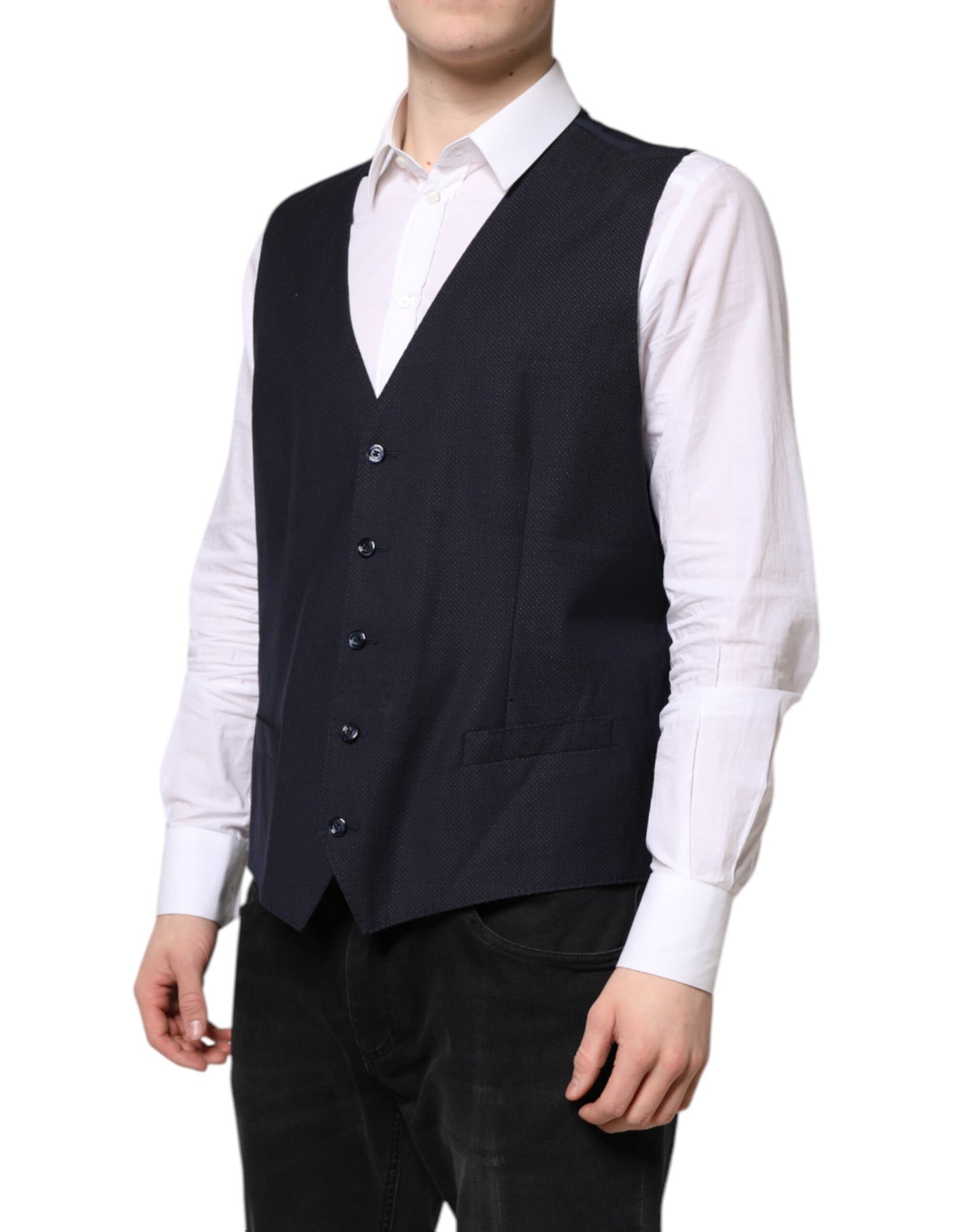 Black Wool Waistcoat Dress Formal Vest