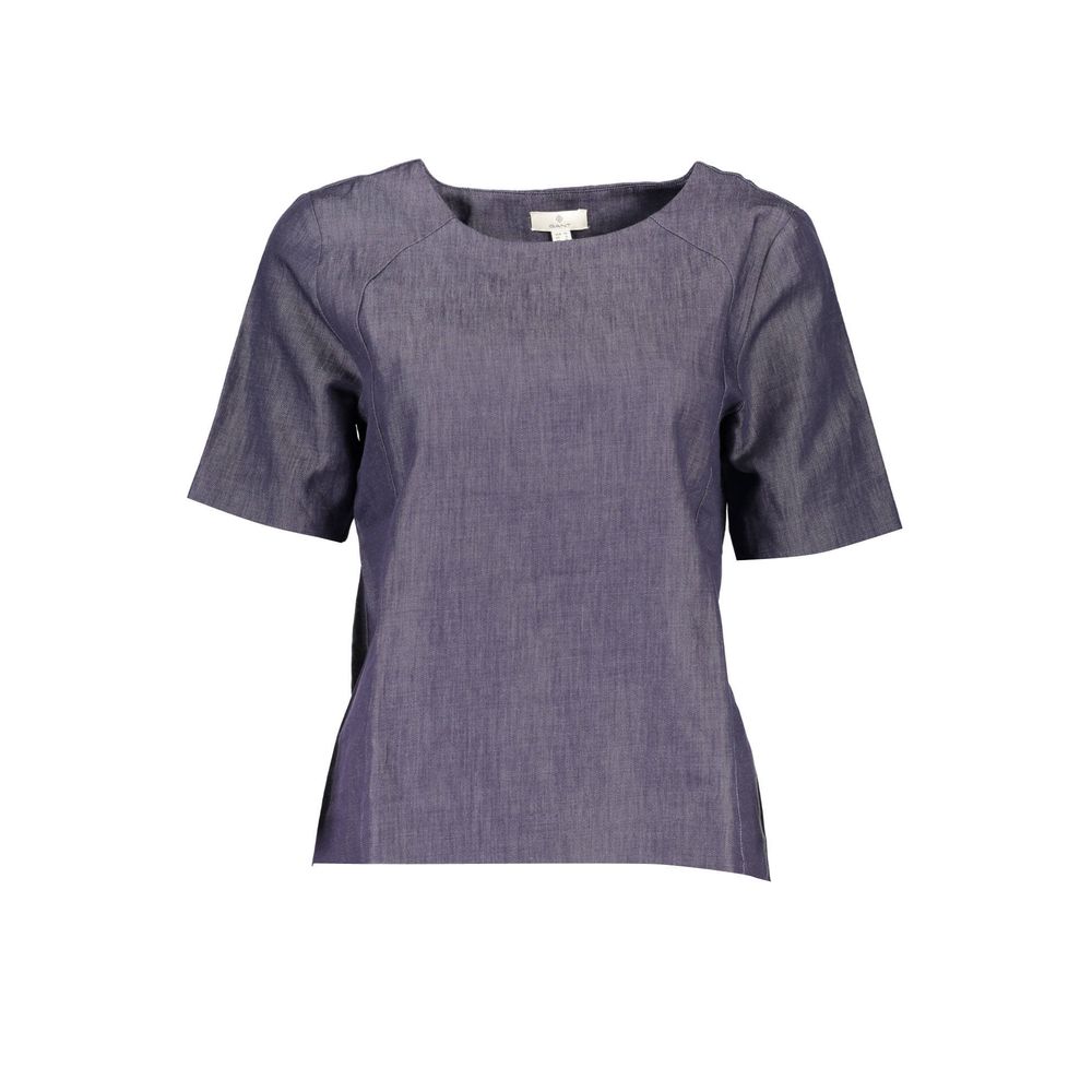 Blue Cotton Women T-Shirt