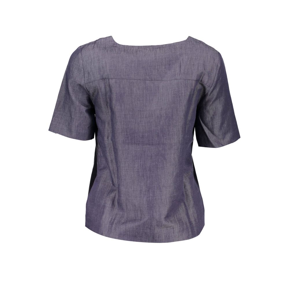 Blue Cotton Women T-Shirt