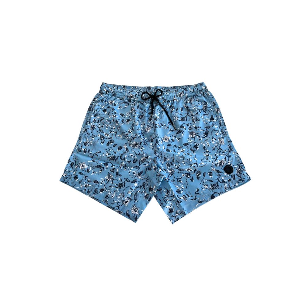 Light Blue Polyester Men Swim Short